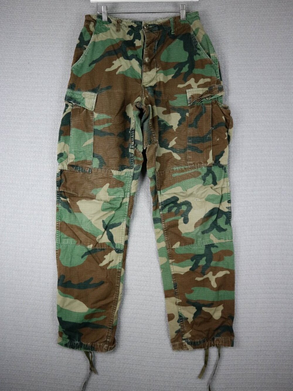 Vintage US Military BDU Woodland Cargo Pants 1980s 90s 30W  Distressed As Is